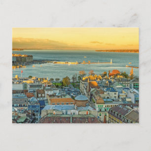 Vliegende panorama uit de stad Genève, Zwitserland Briefkaart