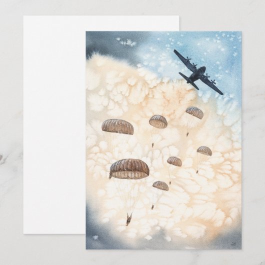 Vliegende paratroopers springen van het Vliegtuig  (Voorkant / Achterkant)