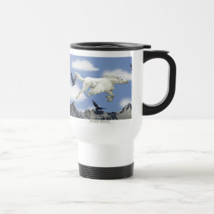 Vliegende Pegasus, Eagles en Mountains Fantasy Art Reisbeker