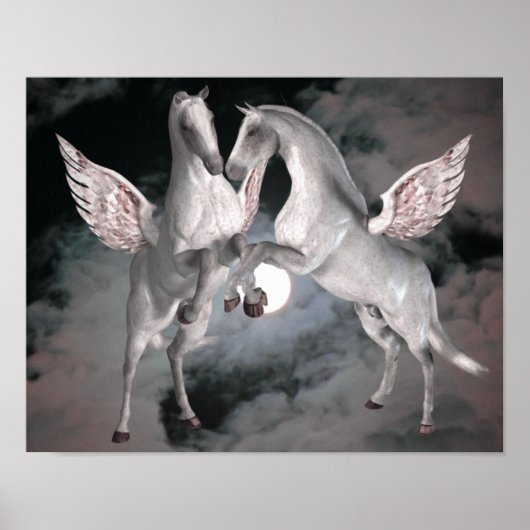 Vliegende Pegasus Fantasy Paarden Kunst Poster (Voorkant)