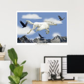 Vliegende Pegasus in het Eagle-gebergte Fantasy Ar Poster (Thuiskantoor)