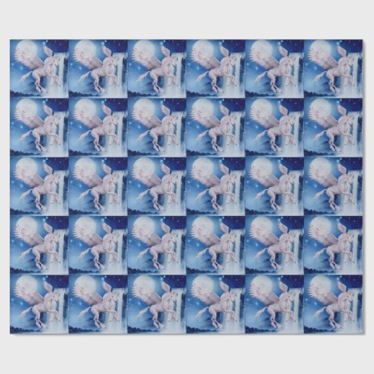 Vliegende Pegasus Unicorn Waterfall Cadeaupapier (Vlak)