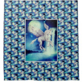 Vliegende Pegasus Unicorn Waterfall Douchegordijn (Voorkant)