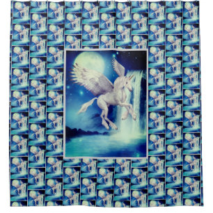 Vliegende Pegasus Unicorn Waterfall Douchegordijn