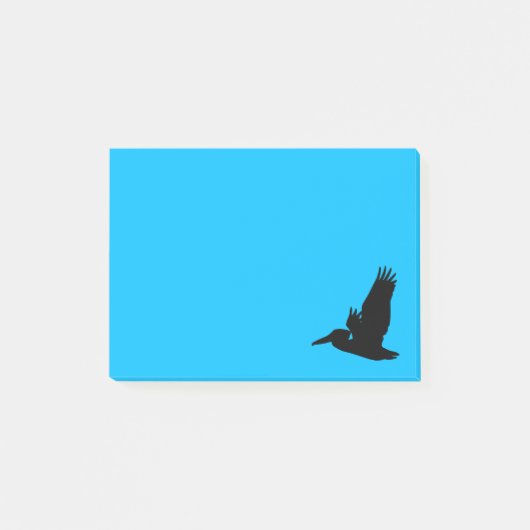 Vliegende Pelikaan Silhouet Hemelblauw Post-it® Notes (Voorkant)