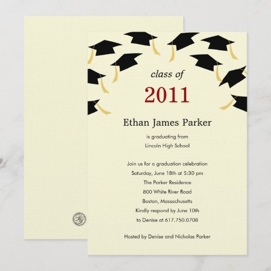 Vliegende Petten Graduation Party Invitation Kaart (Voorkant / Achterkant)