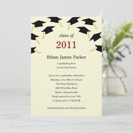 Vliegende Petten Graduation Party Invitation Kaart (Staand voorkant)