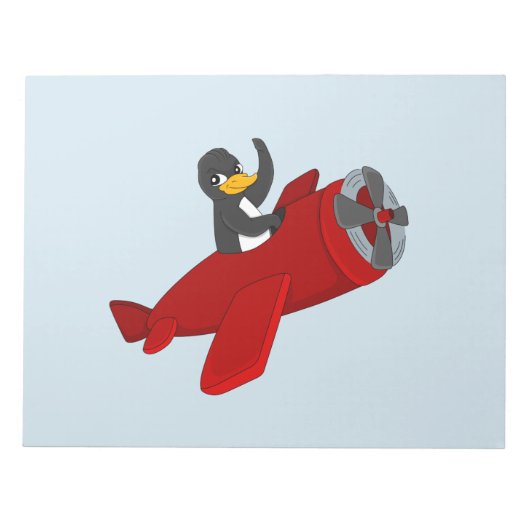 Vliegende pinguïn cartoon notitieblok (Voorkant)