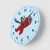 Vliegende pinguïn cartoon ronde klok (Hoek)