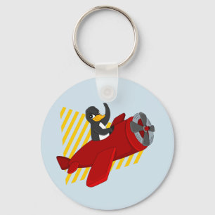 Vliegende pinguïn cartoon sleutelhanger