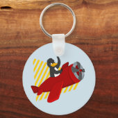 Vliegende pinguïn cartoon sleutelhanger (Achterkant)