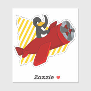 Vliegende pinguïn cartoon, vinylsticker met aangep sticker