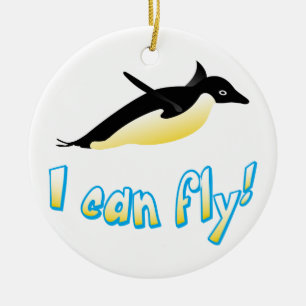 Vliegende pinguïn keramisch ornament
