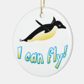 Vliegende pinguïn keramisch ornament (Links)