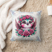 Vliegende pinguïn met roze rozen kussen (Deken)