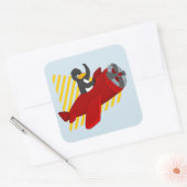 Vliegende pinguïstische cartoon vierkante sticker (Envelop)