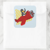 Vliegende pinguïstische cartoon vierkante sticker (Tas)