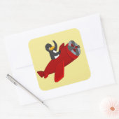 Vliegende pinguïstische cartoon vierkante sticker (Envelop)