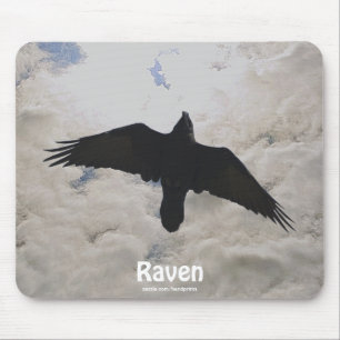 Vliegende Raaf & Wolken Kraai-liefhebber Wildlife Muismat