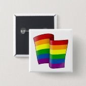 Vliegende Rainbow Pride Square Button (Voorkant /achterkant)