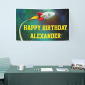 Vliegende Raket Ruimteschip Galaxy Kids Verjaardag Spandoek (Beurs)