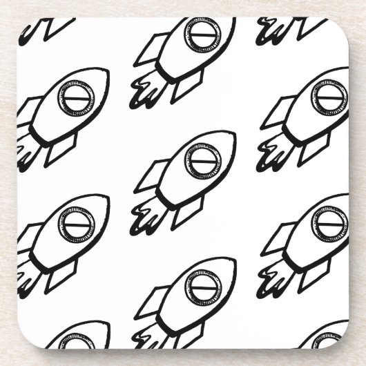 Vliegende raket schets patroon bier onderzetter (Voorkant)