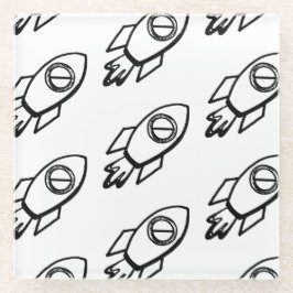 Vliegende raket schets patroon glazen onderzetter