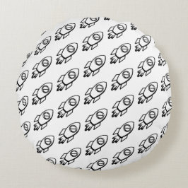 Vliegende raket schets patroon rond kussen