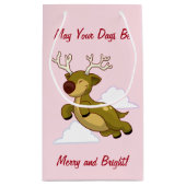 Vliegende rendierkliniek met prettige kerst klein cadeauzakje (Achterkant)