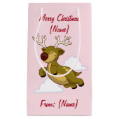 Vliegende rendierkliniek met prettige kerst klein cadeauzakje (Voorkant)