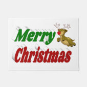 Vliegende rendiertypografie met vrolijk kerstfeest deurmat (Voorkant)