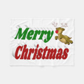 Vliegende rendiertypografie met vrolijk kerstfeest fleece deken (Voorkant (Horizontaal))