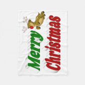 Vliegende rendiertypografie met vrolijk kerstfeest fleece deken (Voorkant)