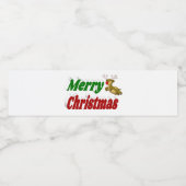 Vliegende rendiertypografie met vrolijk kerstfeest waterfles etiket (Enkel label)