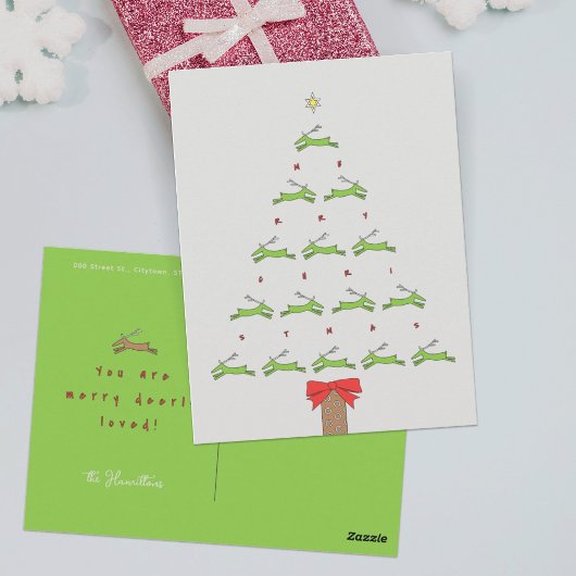 VLIEGENDE RENHERT KERST BRIEFKAART