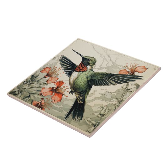 Vliegende robijnrode kolibrie tegeltje (Zijkant)