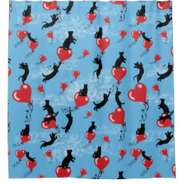 Vliegende rode ballonnen douchegordijn