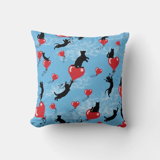 Vliegende rode ballonnen kussen (Voorkant)