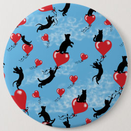 Vliegende rode ballonnen ronde button 6,0 cm