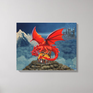 Vliegende rode drakenschaap canvas afdruk