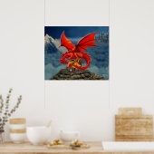 Vliegende rode drakenschaap poster (Keuken)