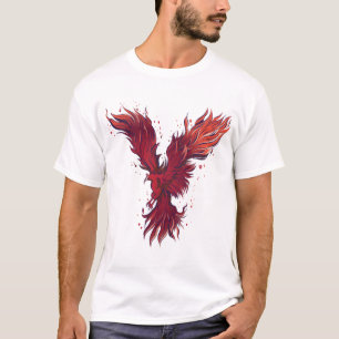 Vliegende Rode Phoenix Vogel Grafische T-Shirt - k