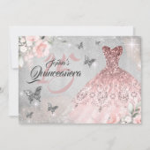Vliegende Roos Goud Sparkle Quinceanera Kaart (Voorkant)