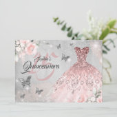 Vliegende Roos Goud Sparkle Quinceanera Kaart (Staand voorkant)