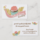 vliegende roze cupcake angel vleugels vogelbakkeri visitekaartje (Voorkant / Achterkant)