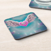 Vliegende Roze Hart Bier Onderzetter (Linkerzijde)