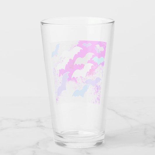Vliegende roze vleermuizen glas (Achterkant)