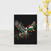 Vliegende Santa Duck met kerstverlichting op jacht Kaart (Gele Bloem)