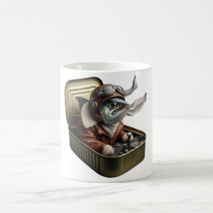 Vliegende Sardine Piloot Vis Grappige Kunst Koffiemok