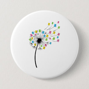 Vliegende schattige beren paardenbloem stroom ronde button 7,6 cm